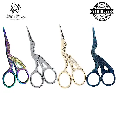 £3.49 • Buy Wishbeauty  - Stork Embroidery Scissors Eyebrow Sewing Knitting Thin Point Edge