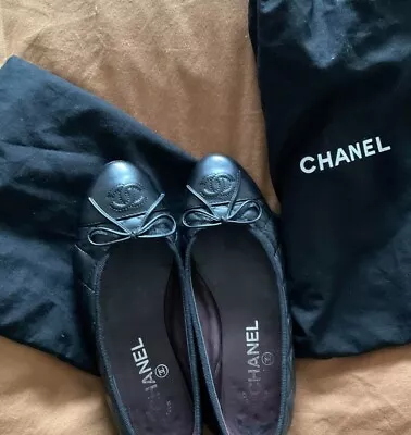 Classic Chanel Quilted Ballerina Flats 35.5  Ballet Shoes Aged Calfskin • £500