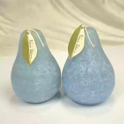 2 Vance Kitira Blue Pear Shaped 40 Hour Candles 4.5  Hand Crafted • $24