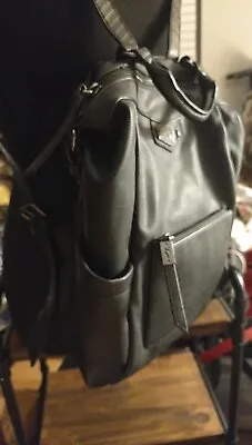Simply Vera Vera Wang Handbag Backpack Purse Black Faux Leather-PreOwned • $19.99