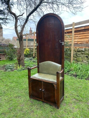 £145 • Buy Edwardian Oak Settle Hall Bench Hall Stand With Storage Cupboard