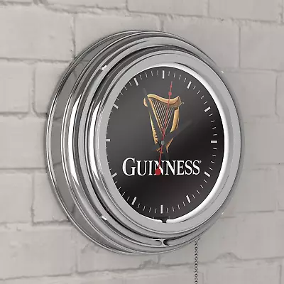 14  Neon Retro Guinness Harp Analog Wall Clock Cave Garage Game Room Bar Office • $161.97