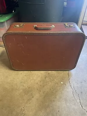 Vintage Suitcase Luggage JC Higgins Mid Century Brown Hard-side 21x14x7 • $48.99