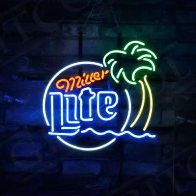 Neon Light Sign Lamp For Miller Lite Beer 20 X16  Miller Time Palm Tree Bar Club • $109.98