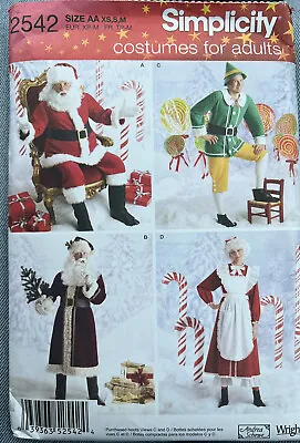Adult Uncut Simplicity 2542 Pattern Santa Mrs Claus Elf Costume Size Xs-m 30-40 • $7.50