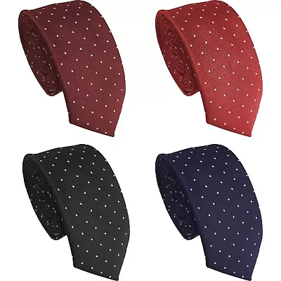 Retro Pin White Spot Skinny Ties Men's - Optional Pocket Squares • £8.99