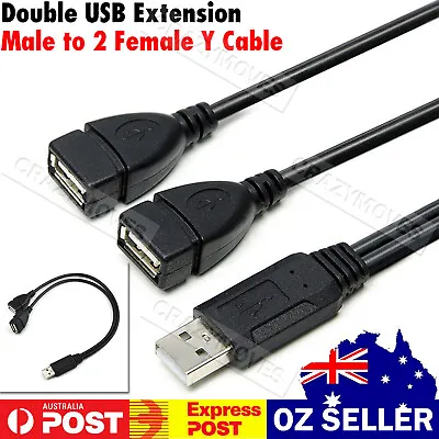 $5.88 • Buy Double USB Extension A-Male To 2 A-Female Y Cable Cord Power Adapter VIC