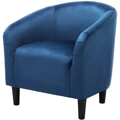 Modern Velvet Accent Chair Comfy Club Barrel Chair For Living Room Pagoda Blue • $99.99