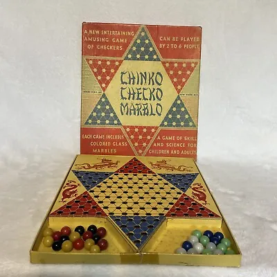 $19.99 • Buy VINTAGE CHINKO CHECKO MARBLO CHINESE CHECKERS BOARD GAME, Missing Marbles