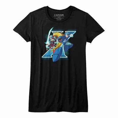 Mega Man X And Zero Black Junior Women's T-Shirt • $21.90