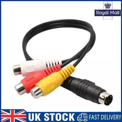 4 Pin S-Video To 3 RCA Connector Cable 28 Cm/11 Inch Black For Computer Laptop • £5.29