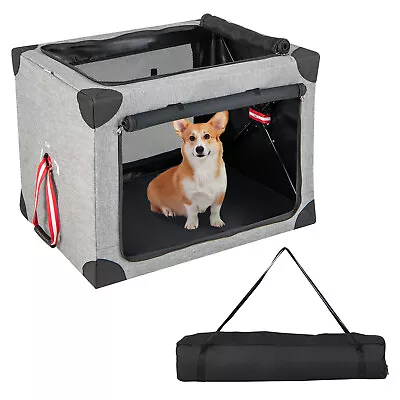 26 In Portable Folding Dog Crate W/Mesh Mat &Locking Zippers For Cat Carrier Use • $46.98