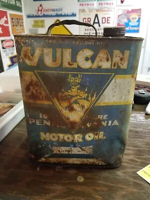 $112.39 • Buy Vintage Vulcan Motor Oil 2 Gallon Metal Can  Pennsylvania PA Super Rare