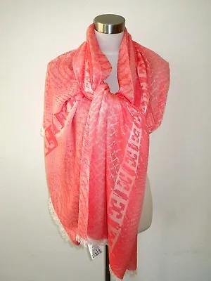 NWT AUTH ESCADA SPORT 28X79 SNAKE SKIN PATTERN PINK/CORAL SCARF/SHAWL Made-Italy • $119