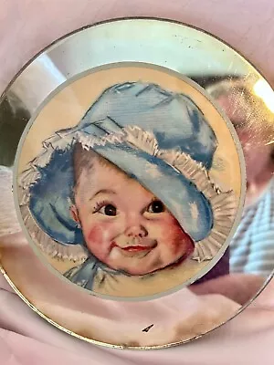 Maud Tousey Fangel Baby Blue Bonnet Lithograph Under Glass With Mirror Border • $18