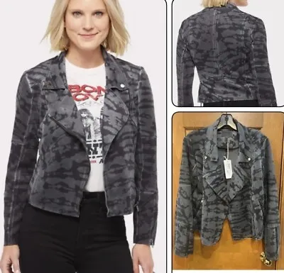 NWT $158 Anthropologie Marrakech Faux Suede Tie Dye Margot Moto Jacket Sz Medium • $49.99