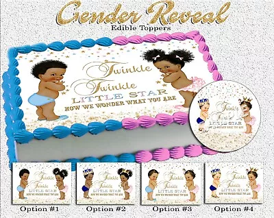 Twinkle Twinkle Little Star Gender Reveal Cake Topper Edible Paper Sugar Sheet  • $10.50