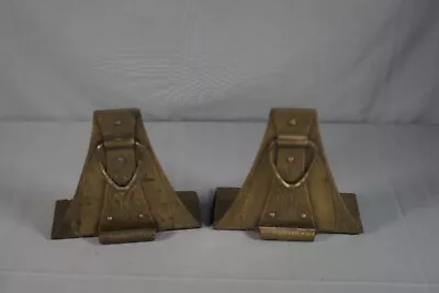 Roycroft Arts & Crafts Copper Brass Plated Art Bookends Metal Buckle And Strap • $11.50