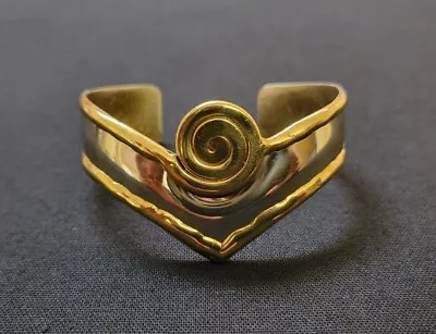 Vintage Mid-Century Modernist Brass Cuff Bracelet • $20