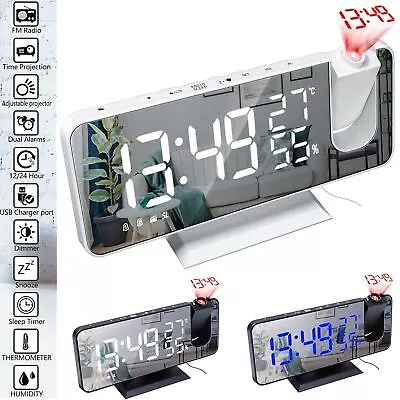 7.4  LED Digital Projection Dual Alarm Clock Snooze FM Radio Timer Monitor USB • $19.90