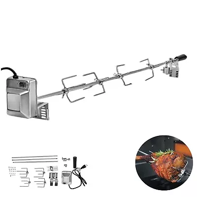 Electric Rotisserie Kit W/Motor BBQ Grill Detachable Spit Rod Camping Pork Top • $59.88