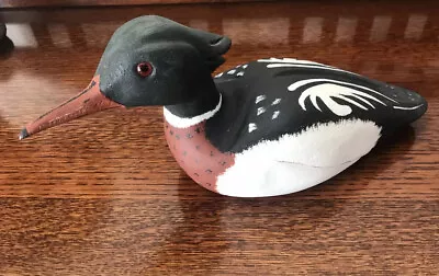 Vintage Hand Carved And Hand Painted Artist Signed Merganser Duck Decoy • $135
