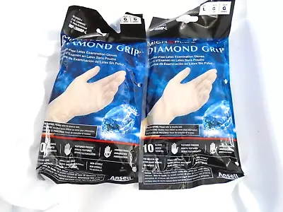 MIRCROFLEX MF-300-RPL POWDER FREE DIAMOND GRIP LATEX GLOVES LARGE (10/PK) X 2 • $9.99