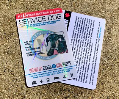 $15.99 • Buy Service Dog Id Card Holographic Pvc Assistance Animal Id Badge Tag For Vest 