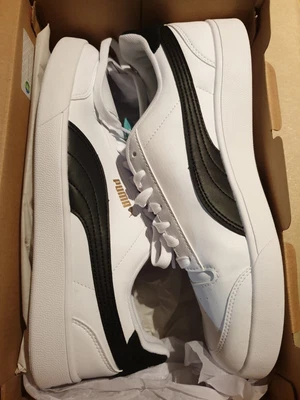 $38 • Buy PUMA Shuffle Mens Casual Sneakers White Black Gold US Size 10 Shoes Near New
