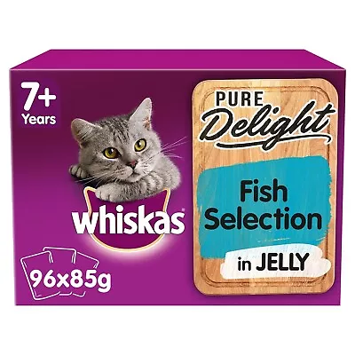 £35.50 • Buy 96 X 85g Whiskas Pure Delight 7+ Senior Wet Cat Food Pouches Mixed Fish In Jelly