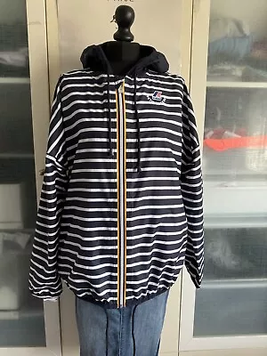 K-Way Le Vrai Claude 2.0 Petit Bateau Blue Stripe Pac A Mac Size S • $14.94