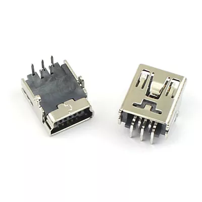 5Pcs Mini USB Female 5 Pin Type B Right Angle PCB Socket Connector 5P 2 Legs DIY • $1.99