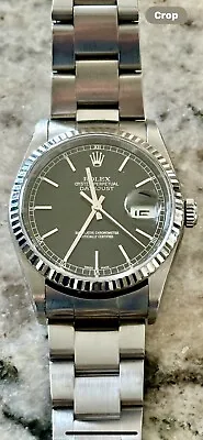 2004 Rolex Datejust 16200 36mm Stick Dial 18k White Gold Fluted Bezel 31 Jewels • $5125