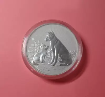 2022 2oz Mother & Baby Dingo BU Silver Piedfort Coin In A Perth Mint Capsule • $124