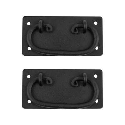 Renovators Supply 2 Pack Black Wrought Iron Cabinet Pulls Backplate Drawer Pulls • $22.79