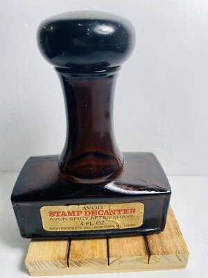 $9.85 • Buy Avon ”PAID” Stamp Cologne Bottle Empty Bottle Decanter Rubber Stamp Vintage 5”