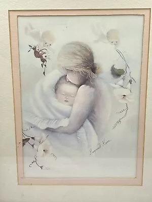 VTG Margaret Kane Signed Mother Child Baby Infant Cherub Matted Framed Print Art • $44.99