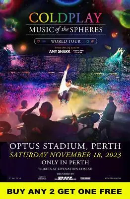 COLDPLAY 2023  Australian Laminated  Tour Poster (Perth) FREE POSTAGE • $14.95