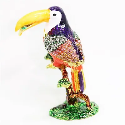 Bejeweled Enameled Animal Bird Trinket Box/Figurine With Rhinestones-Toucan • $17.99