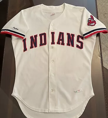 Rare Vintage Cleveland Indians Authentic Rawlings On-Field Home Jersey 44/L • $199.99