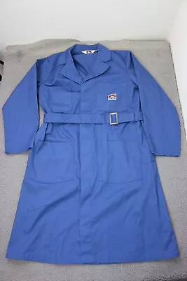 Vintage Ben Davis Lab Coat Long Mens 40R Blue Button Up With Belt Workwear • $26.66