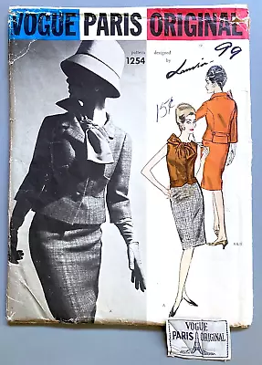 1963 Vogue Paris Original Lanvin #1254 Un-cut/instructions/label Sz. 14 • $50