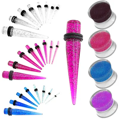 Stretcher Expander Plug Lobes Glitter Taper Tunnel Set Earring Piercing Acrylic • £5.31