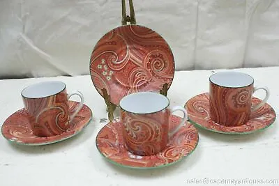 Lazeyras Limoges Rosenthal Demitasse Cups Saucer Rust Red Tapestry Jenny Goode • $25