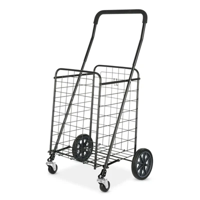 $35.99 • Buy Adjustable Steel Rolling Laundry Basket Shopping Cart, Black Free Delivery