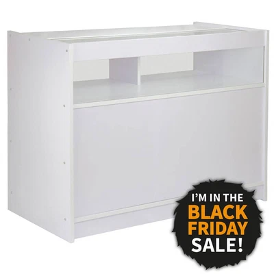 £299.99 • Buy Retail 1/4 Glass Shelf Counter Shop Showcase Display Cabinet White B1200