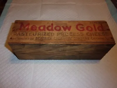 Meadow Gold Wooden CHEESE BOX Beatrice Creamery Co. Chicago IL 5 Lbs No Lid • $25