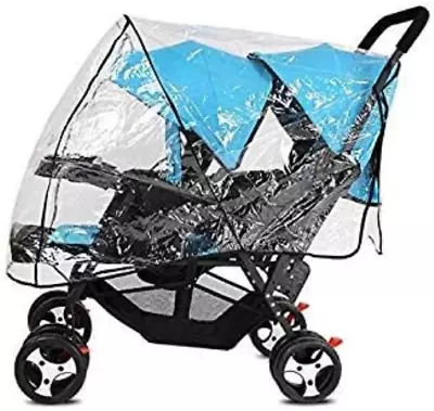Universal Stroller Raincover Twins Strollers Double Tandem Baby Stroller PVC For • £17.64
