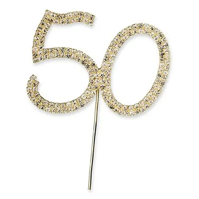 50th 50 GOLD DIAMANTE RHINESTONE CRYSTAL NUMBER PICKS Birthdays Or Anniversaries • £3.75