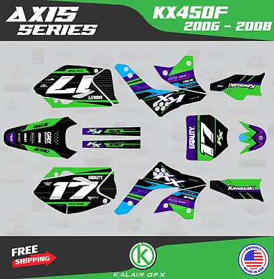 Graphics Kit For Kawasaki KX450F (2006-2008) Axis-Cyan • $214.12